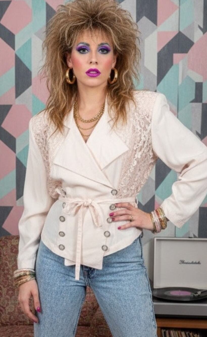 Vintage 80's Blondie & Me Pastel Pink Double Funky Lace Back Blazer Jacket